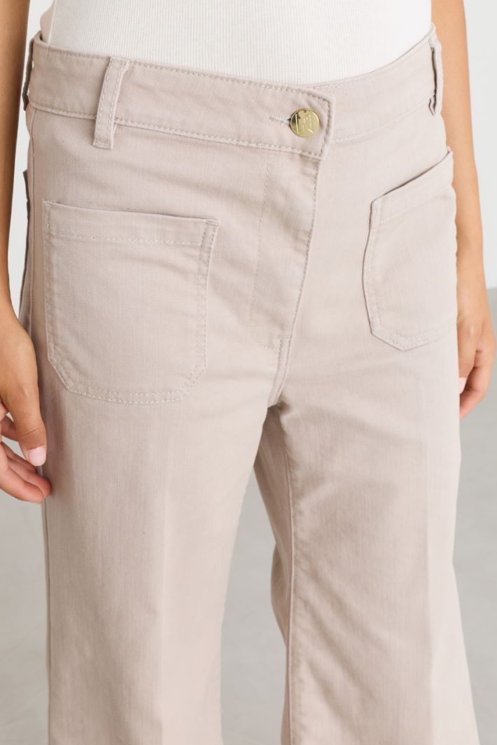 Flared twill trousers - BEIGE - Intrend - 3