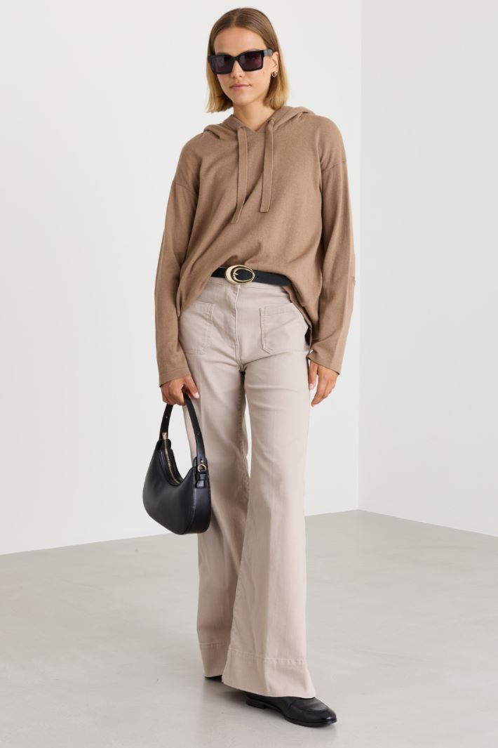 Flared twill trousers - BEIGE - Intrend