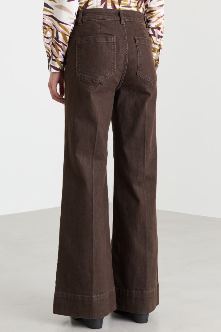 Flared twill trousers - BROWN - Intrend - 4