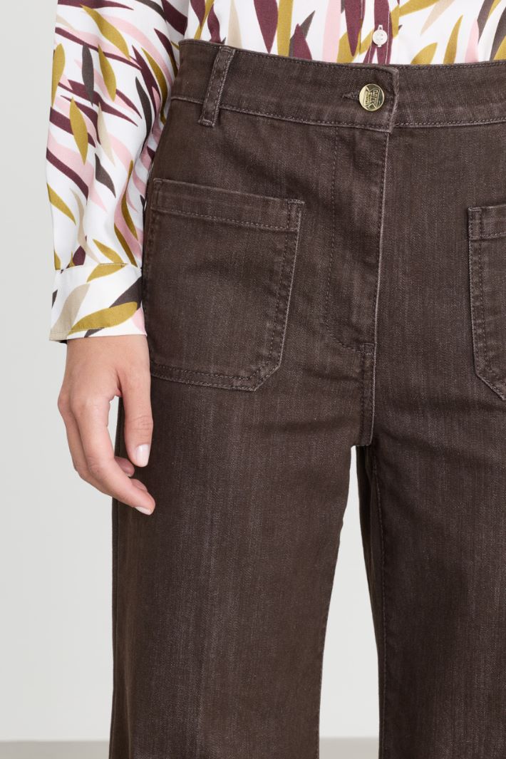 Flared twill trousers - BROWN - Intrend - 3