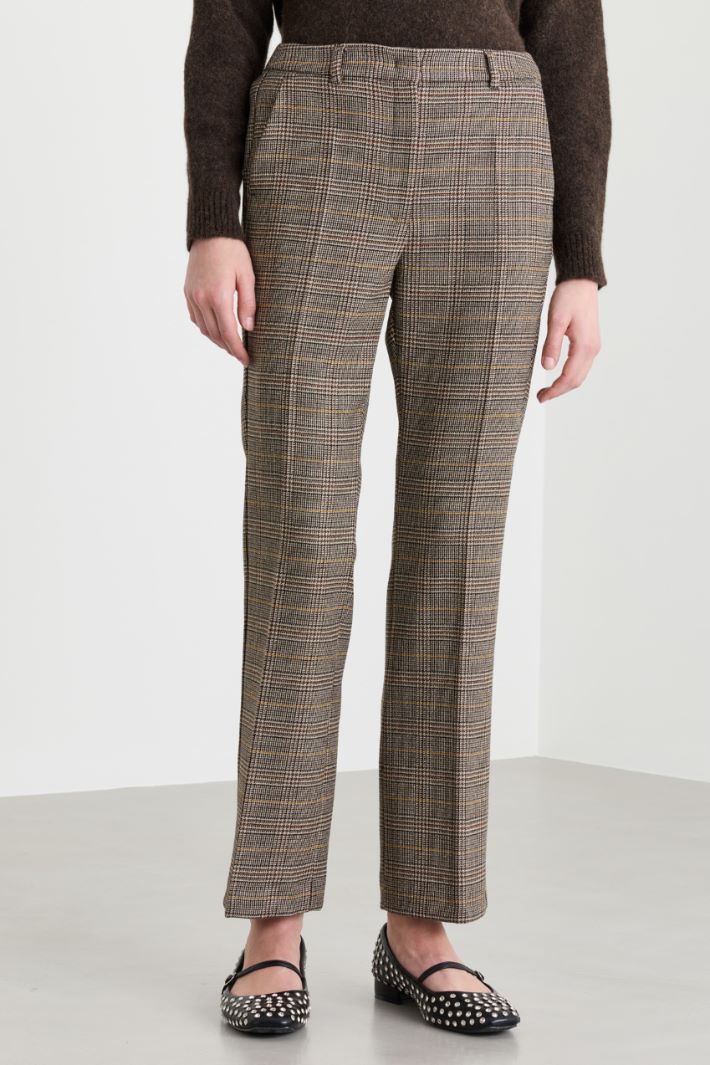 Cropped trousers in heavyweight batavia - BROWN - Intrend - 4
