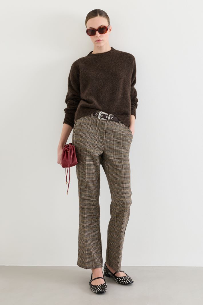 Cropped trousers in heavyweight batavia - BROWN - Intrend