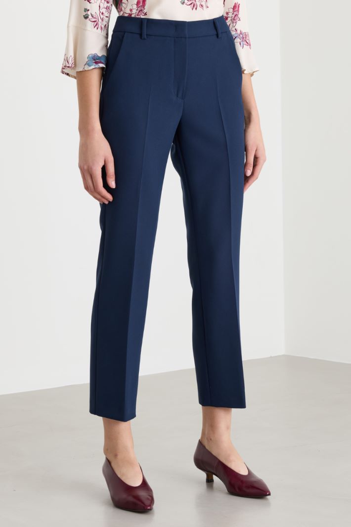 Pantalone in tela stretch - BLU - Intrend - 2