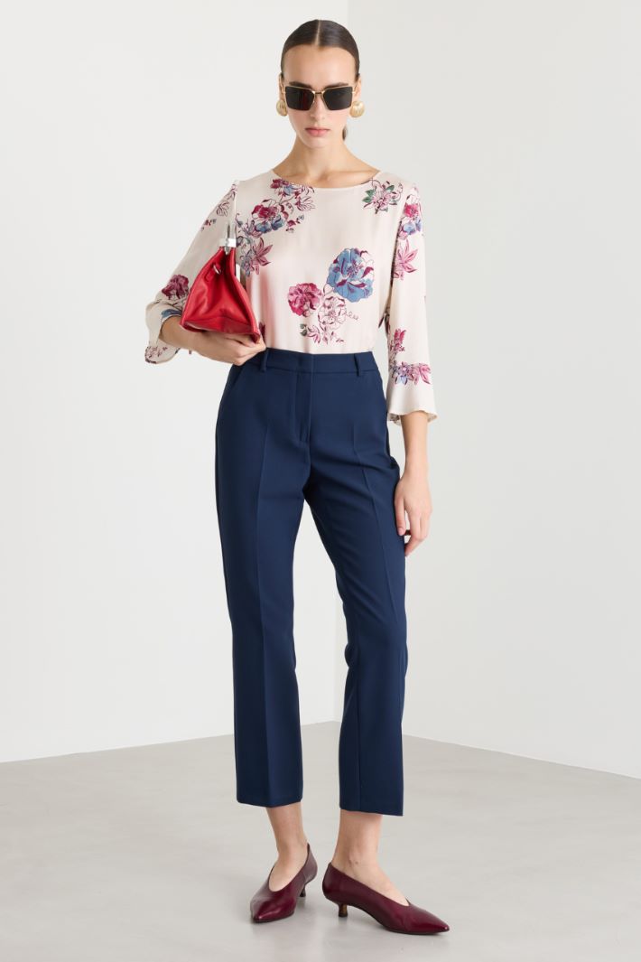 Pantalone in tela stretch - BLU - Intrend