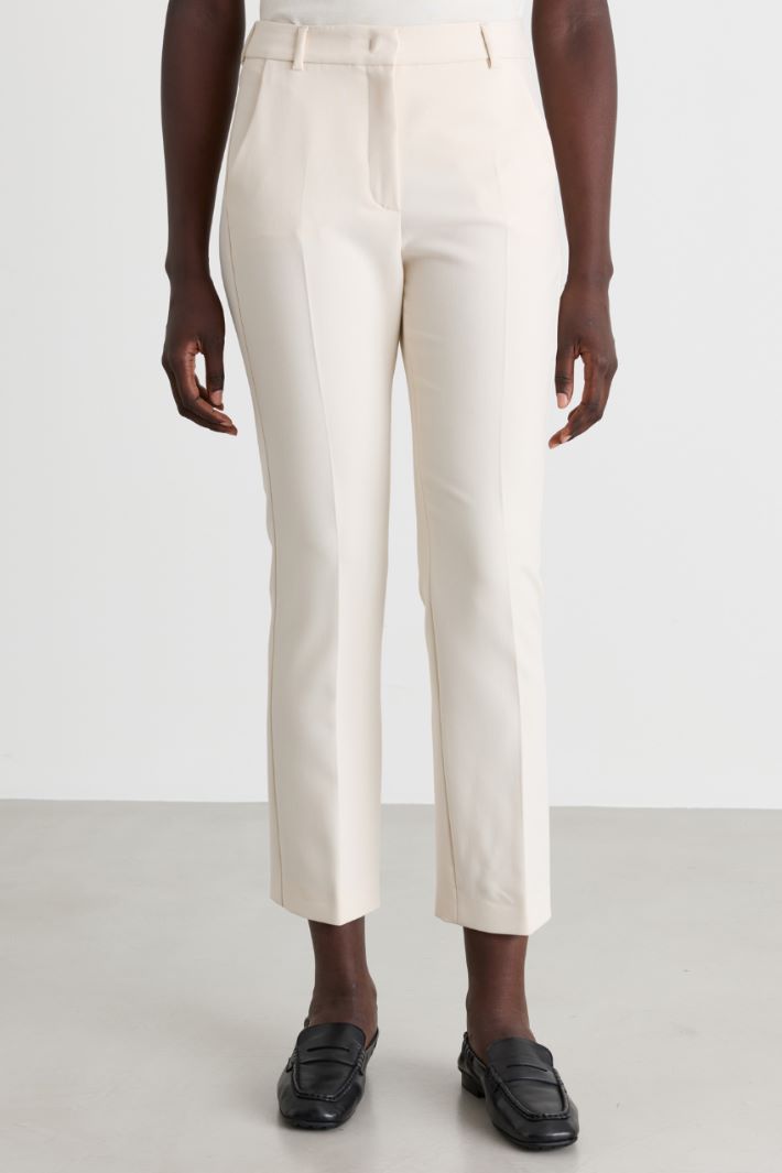 Pantalone in tela stretch - BIANCO - Intrend - 2