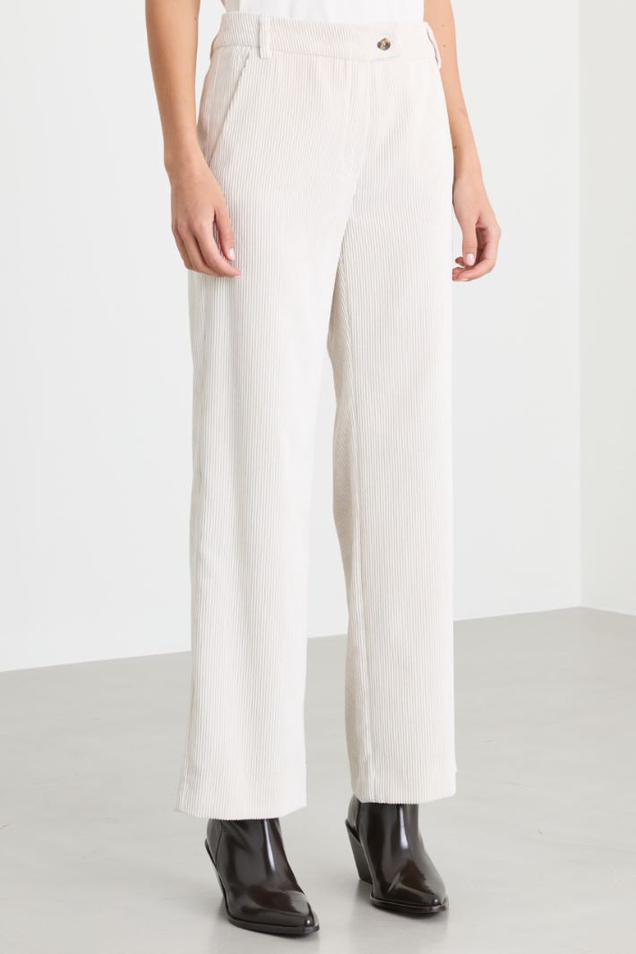 Straight corduroy trousers - WHITE - Intrend - 2