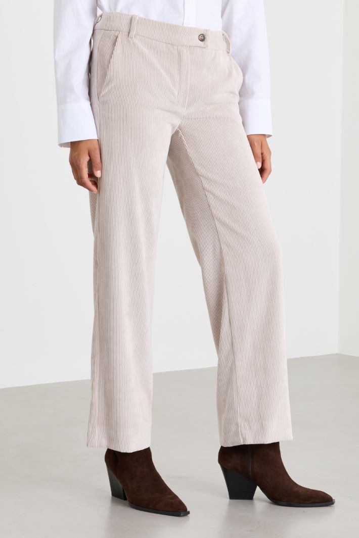 Straight corduroy trousers - WHITE - Intrend - 2