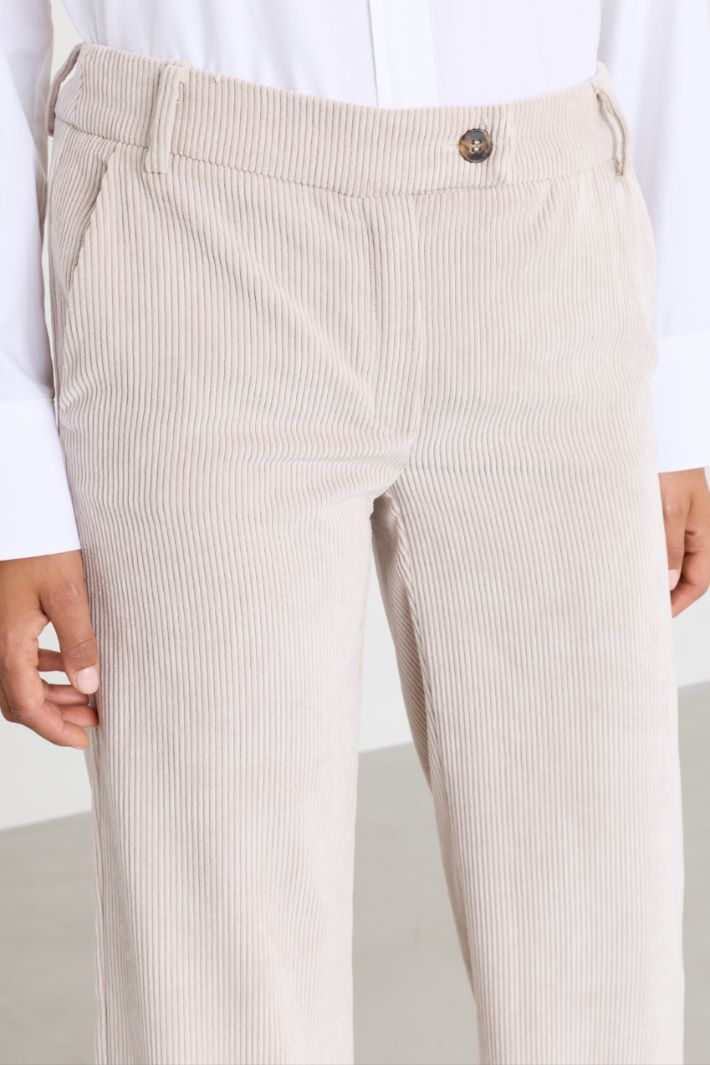 Straight corduroy trousers - WHITE - Intrend - 3