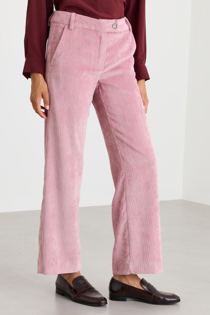 Pantalone dritto in velluto - ROSA - Intrend - 2