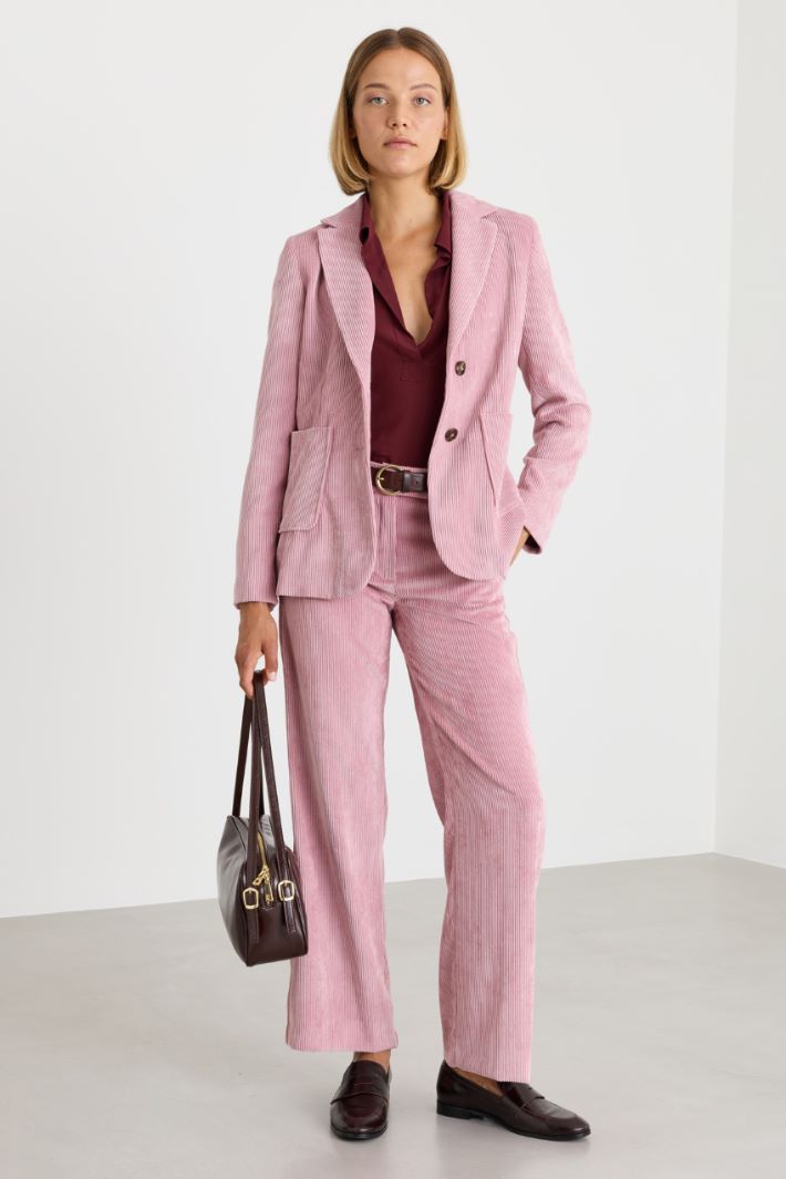 Pantalone dritto in velluto - ROSA - Intrend