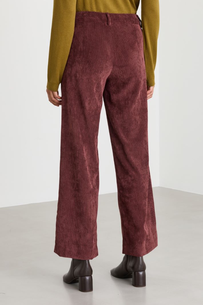 Pantalon droit en velours côtelé - BORDEAUX - Intrend - 4
