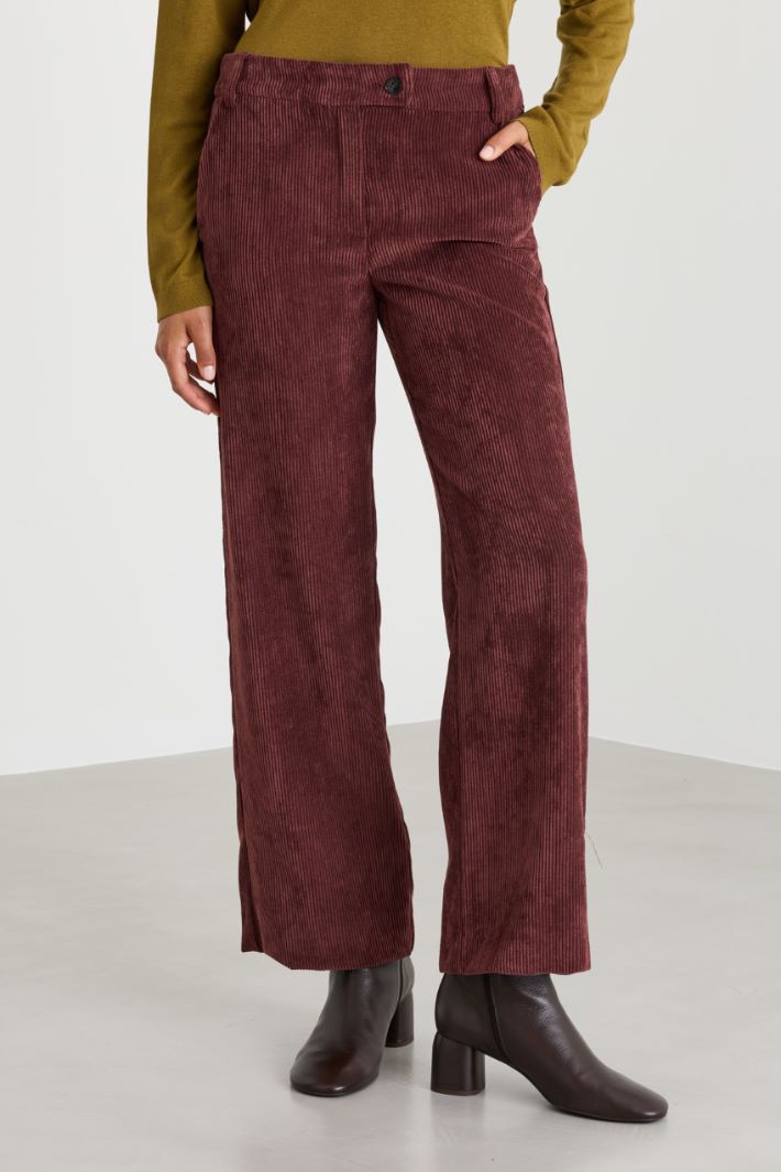 Pantalon droit en velours côtelé - BORDEAUX - Intrend - 2