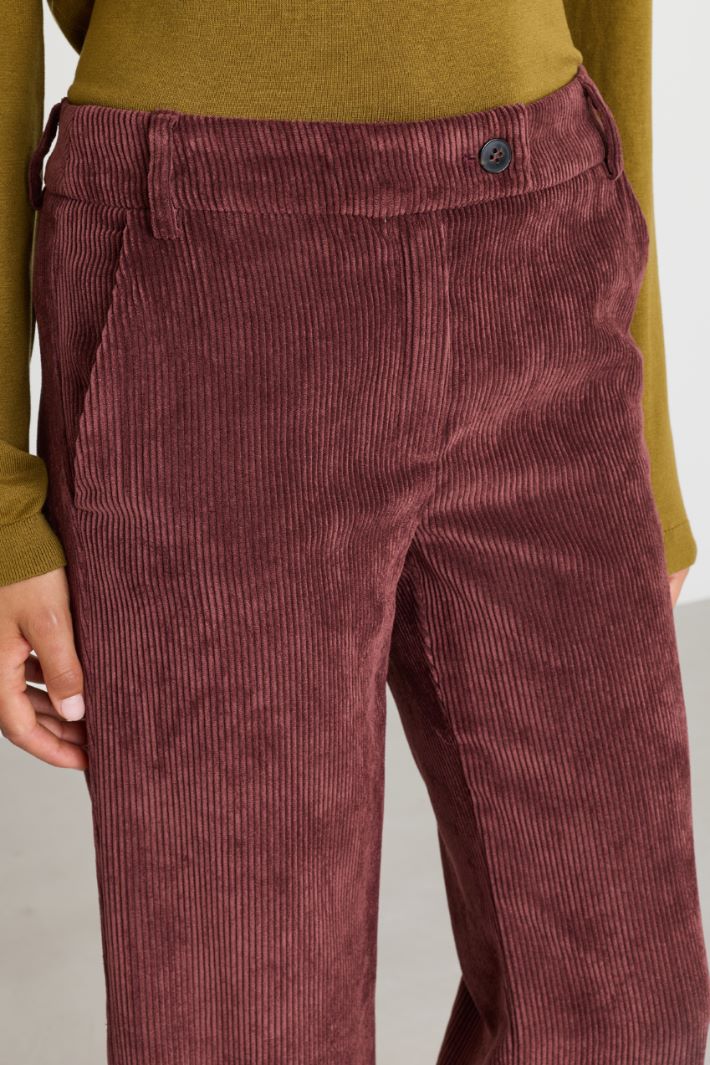 Pantalon droit en velours côtelé - BORDEAUX - Intrend - 3
