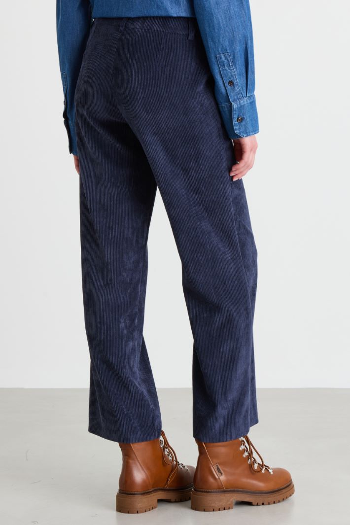 Pantalon droit en velours côtelé - BLEU - Intrend - 4