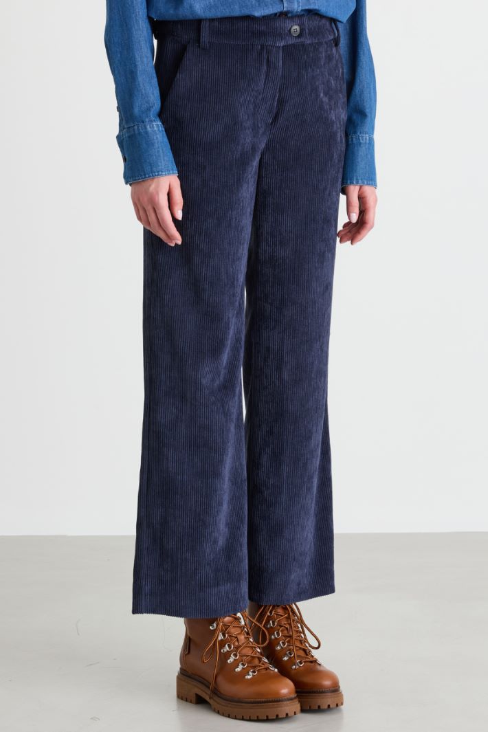 Pantalon droit en velours côtelé - BLEU - Intrend - 2