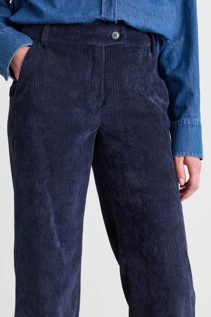 Pantalon droit en velours côtelé - BLEU - Intrend - 3