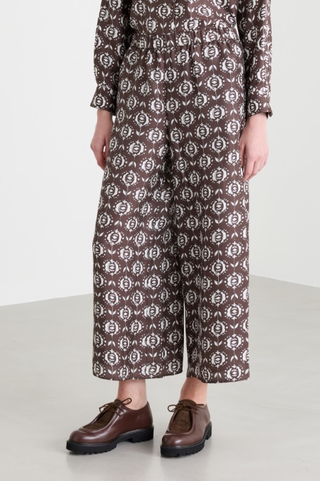 Pantalone ampio in seta stampata