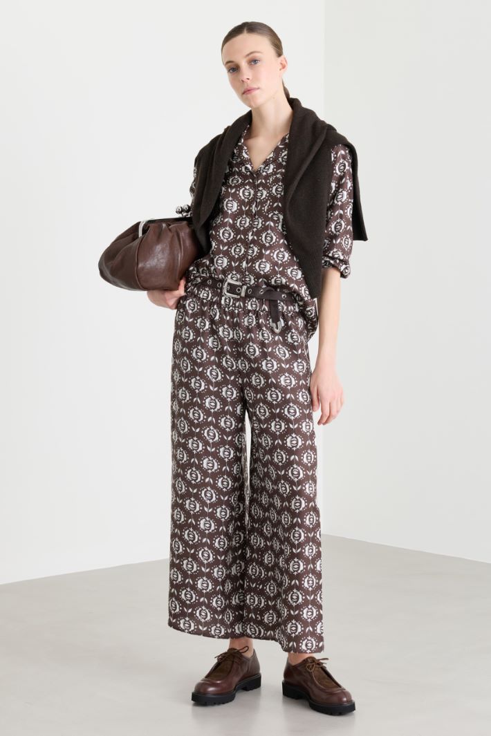 Pantalone ampio stampato - MARRONE - Intrend