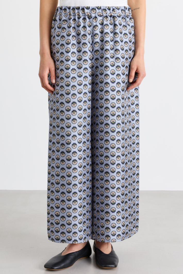 Pantalone ampio stampato - AZZURRO - Intrend - 2