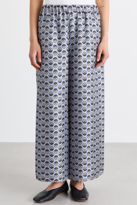 Pantalone ampio in seta stampata