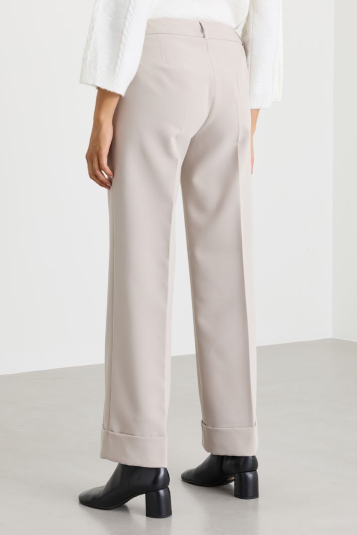 Straight-fit bi-stretch trousers - IVORY - Intrend - 4