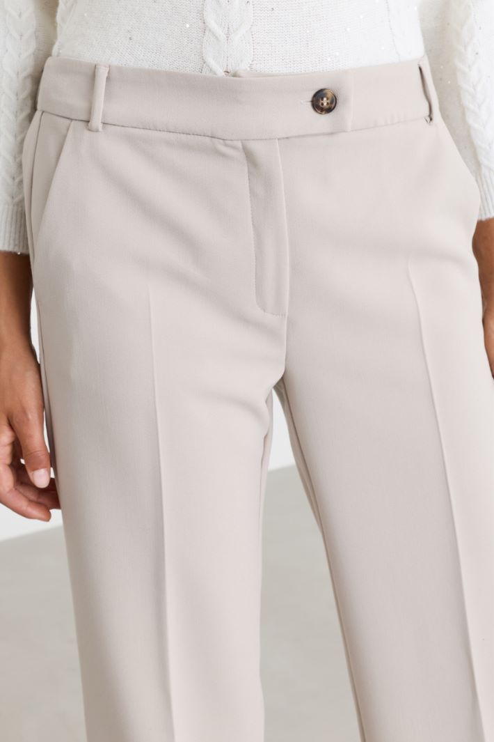 Straight-fit bi-stretch trousers - IVORY - Intrend - 3