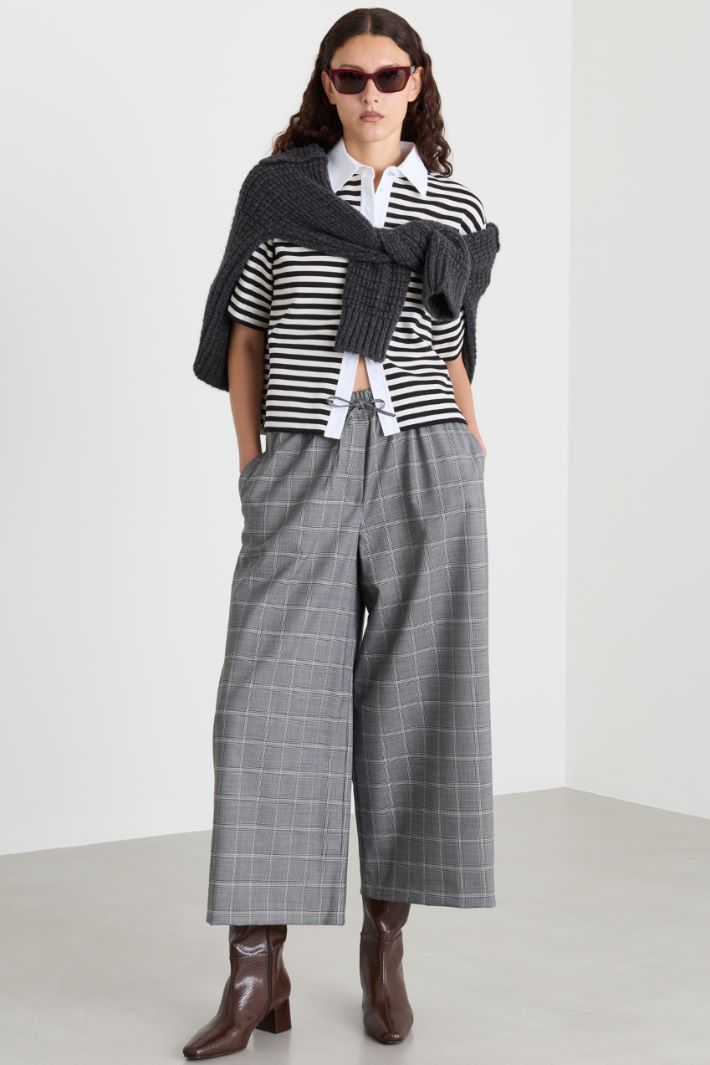 Cropped-Hose mit Glencheckmuster - GRAU - Intrend