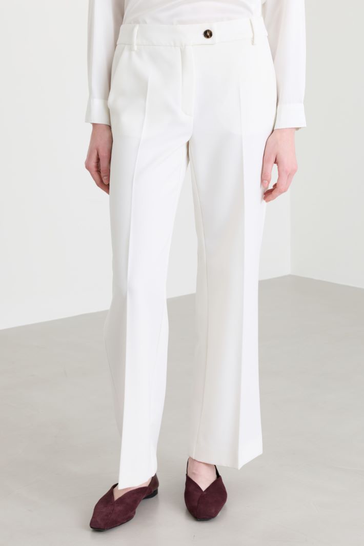 Straight-fit technical stretch trousers - WHITE - Intrend - 2