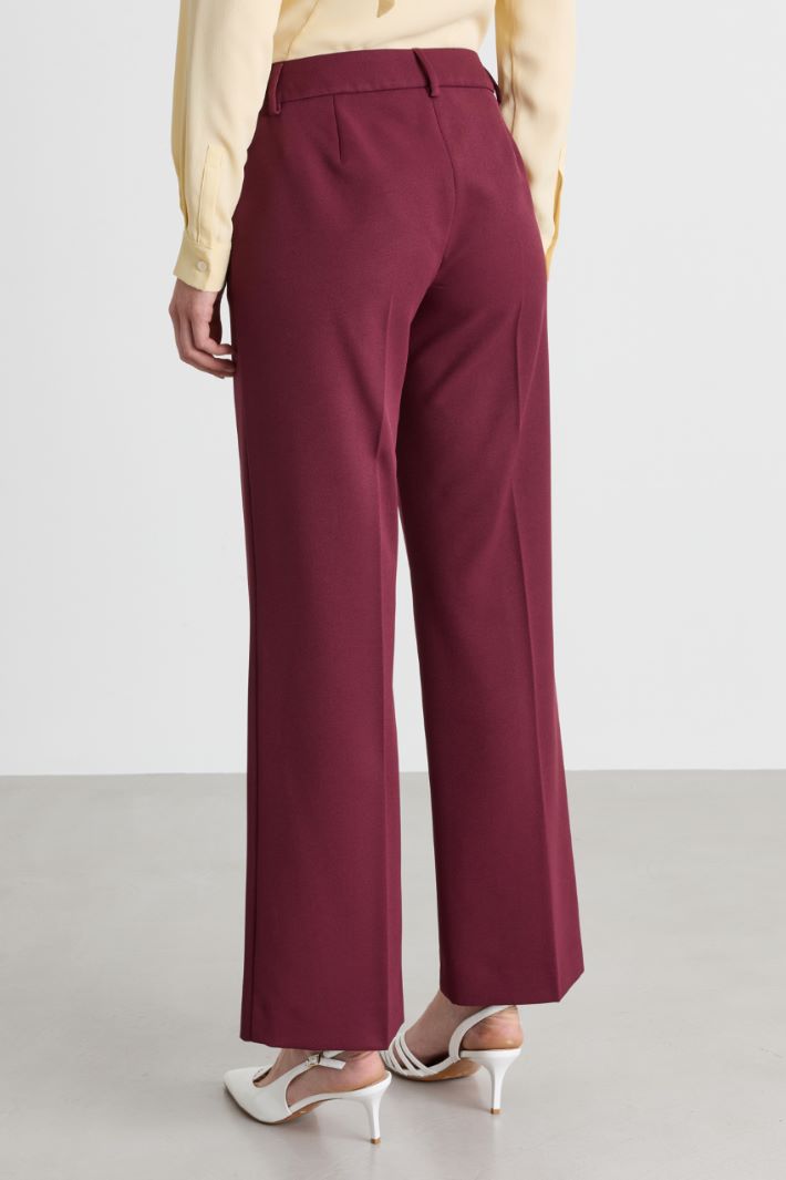 Pantalon droit en tissu stretch - BORDEAUX - Intrend - 4