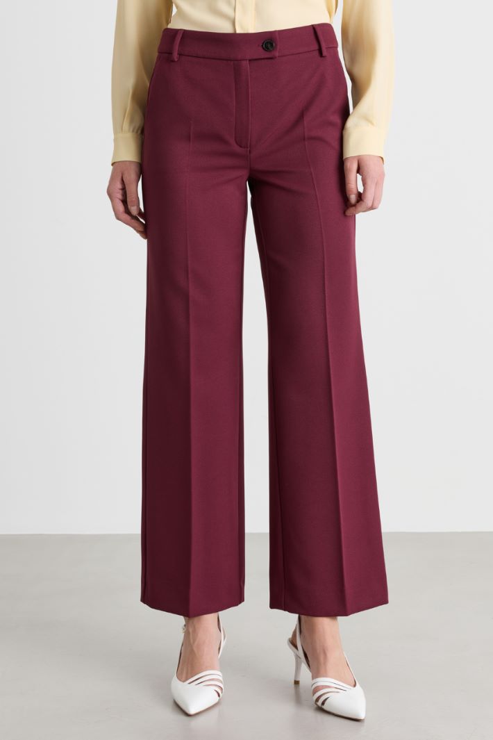 Pantalon droit en tissu stretch - BORDEAUX - Intrend - 2