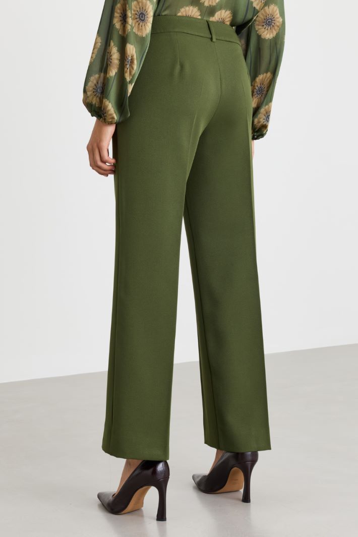 Pantalon droit en tissu stretch - VERT - Intrend - 4