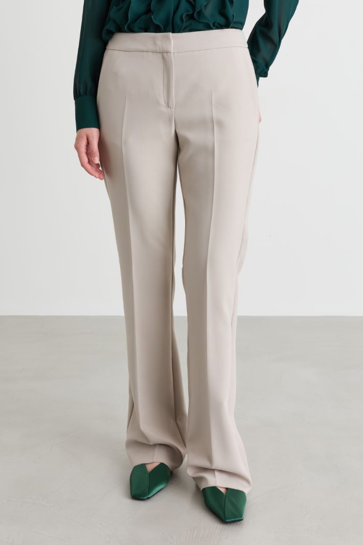 Flared stretch trousers - BEIGE - Intrend - 2