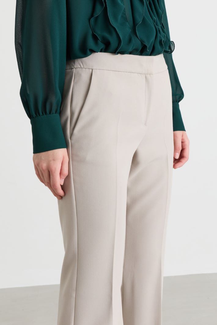 Flared stretch trousers - BEIGE - Intrend - 3