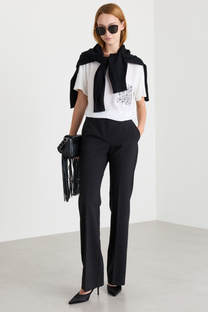 Flared stretch trousers - BLACK - Intrend