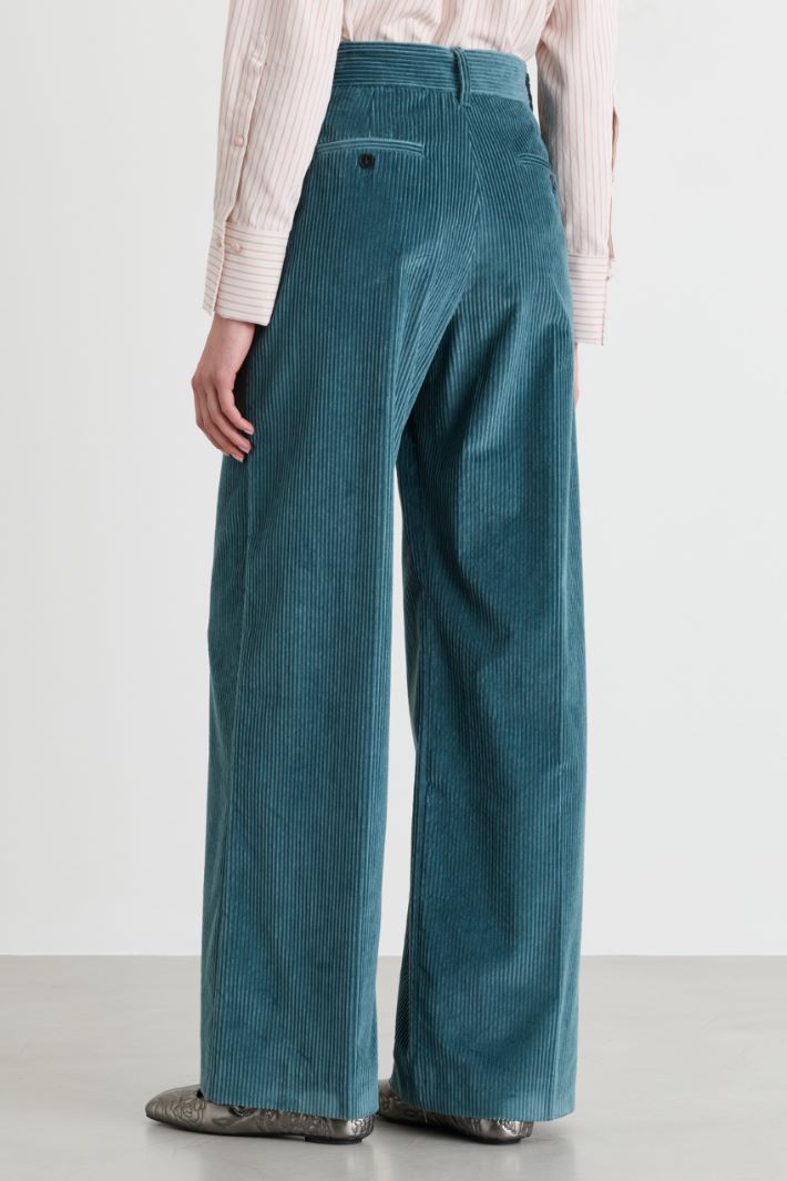 Pantalone ampio in velluto a coste - BLU - Intrend - 4
