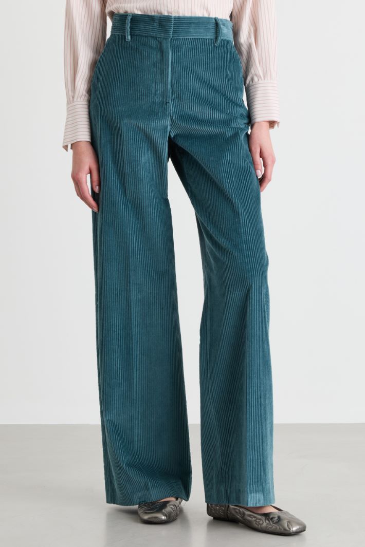 Pantalone ampio in velluto a coste - BLU - Intrend - 2