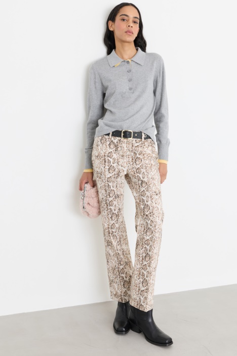 Straight-leg stretch gabardine trousers - Intrend