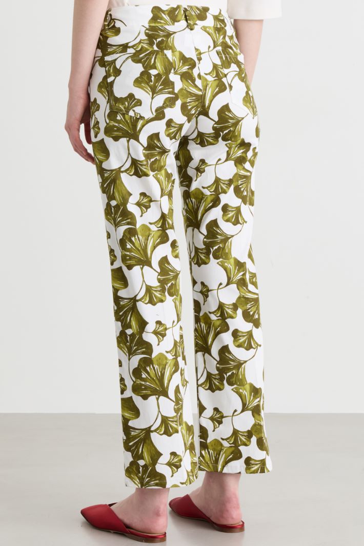 Straight-leg stretch gabardine trousers - WHITE GREEN - Intrend - 4