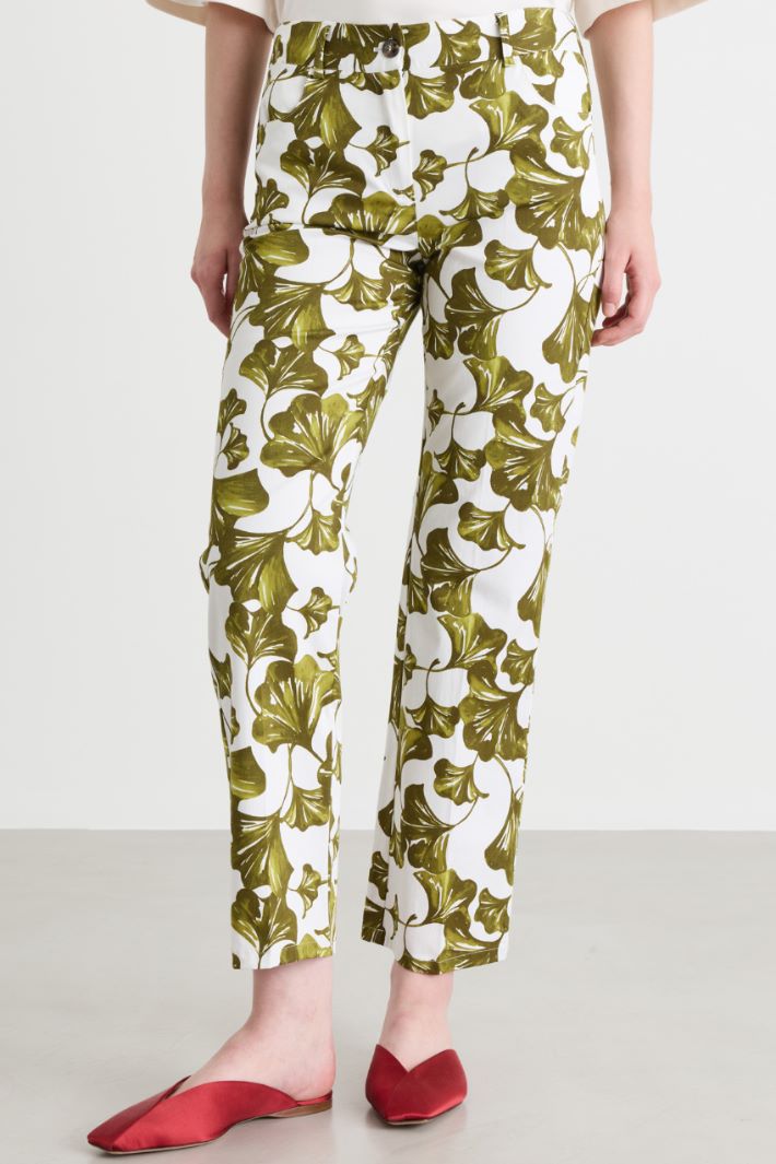 Straight-leg stretch gabardine trousers - WHITE GREEN - Intrend - 2