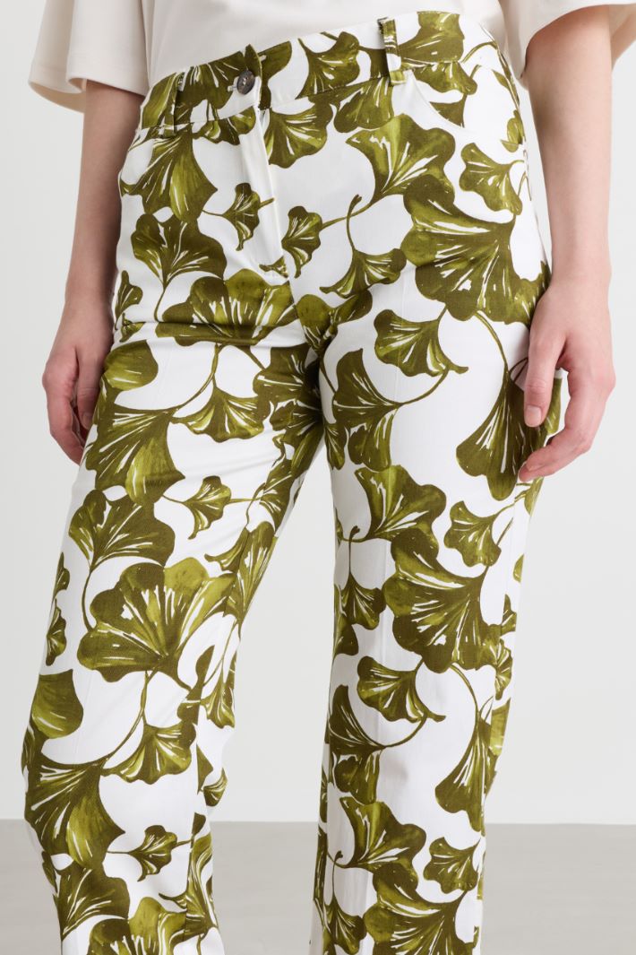 Straight-leg stretch gabardine trousers - WHITE GREEN - Intrend - 3