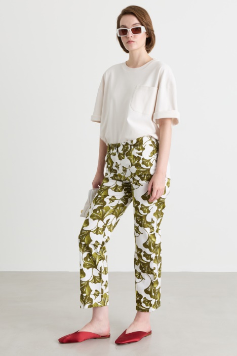 Straight-leg stretch gabardine trousers - Intrend