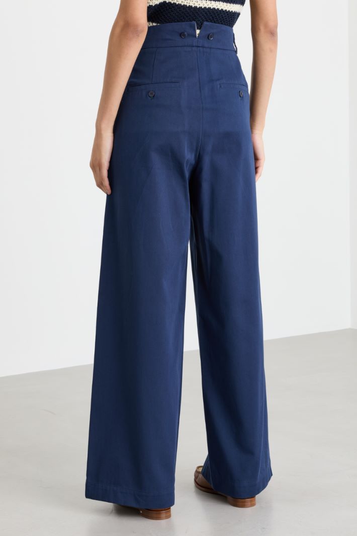 Pantalone ampio in gabardina - BLU - Intrend - 4