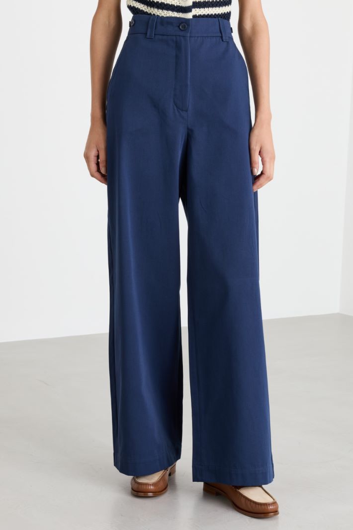 Pantalone ampio in gabardina - BLU - Intrend - 2