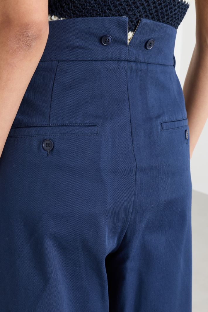 Pantalone ampio in gabardina - BLU - Intrend - 3