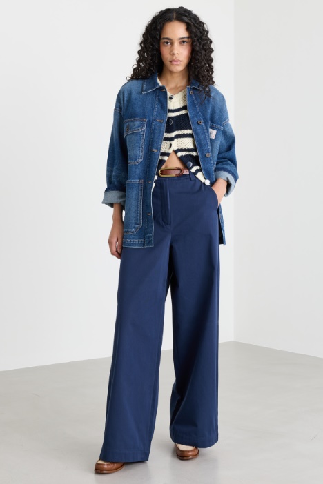 Weit geschnittene Hose aus Gabardine - Intrend
