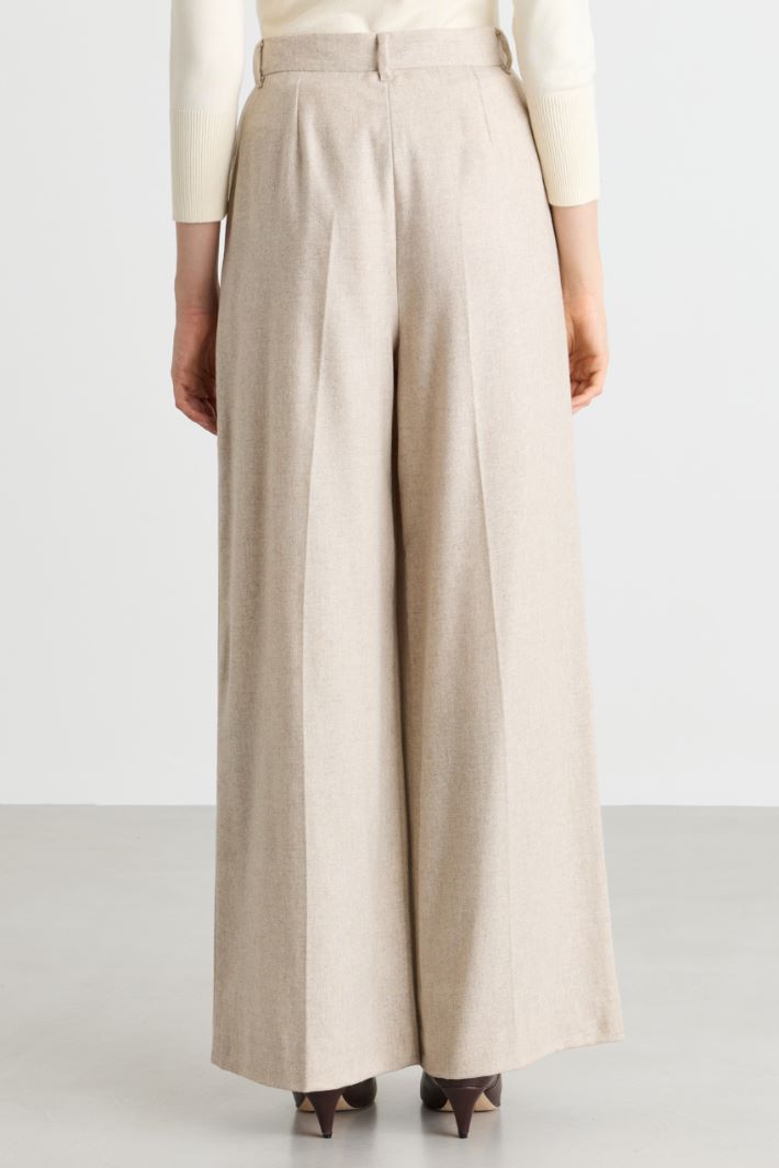 Wide-leg flannel trousers - BEIGE - Intrend - 4