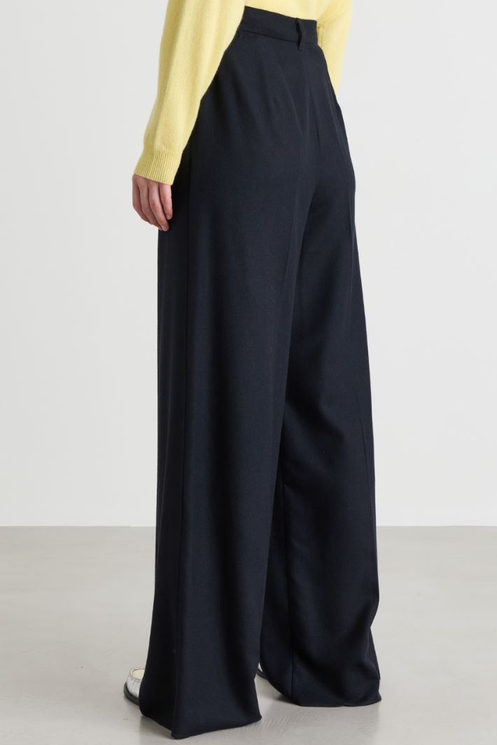 Wide-leg flannel trousers - BLUE - Intrend - 4