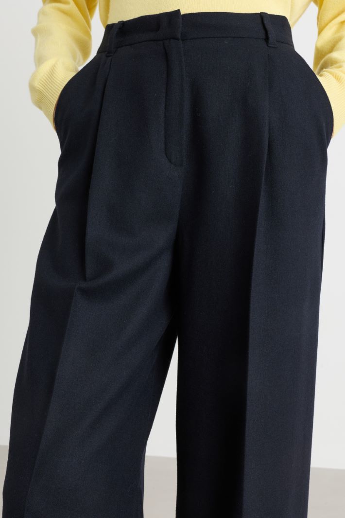 Wide-leg flannel trousers - BLUE - Intrend - 3