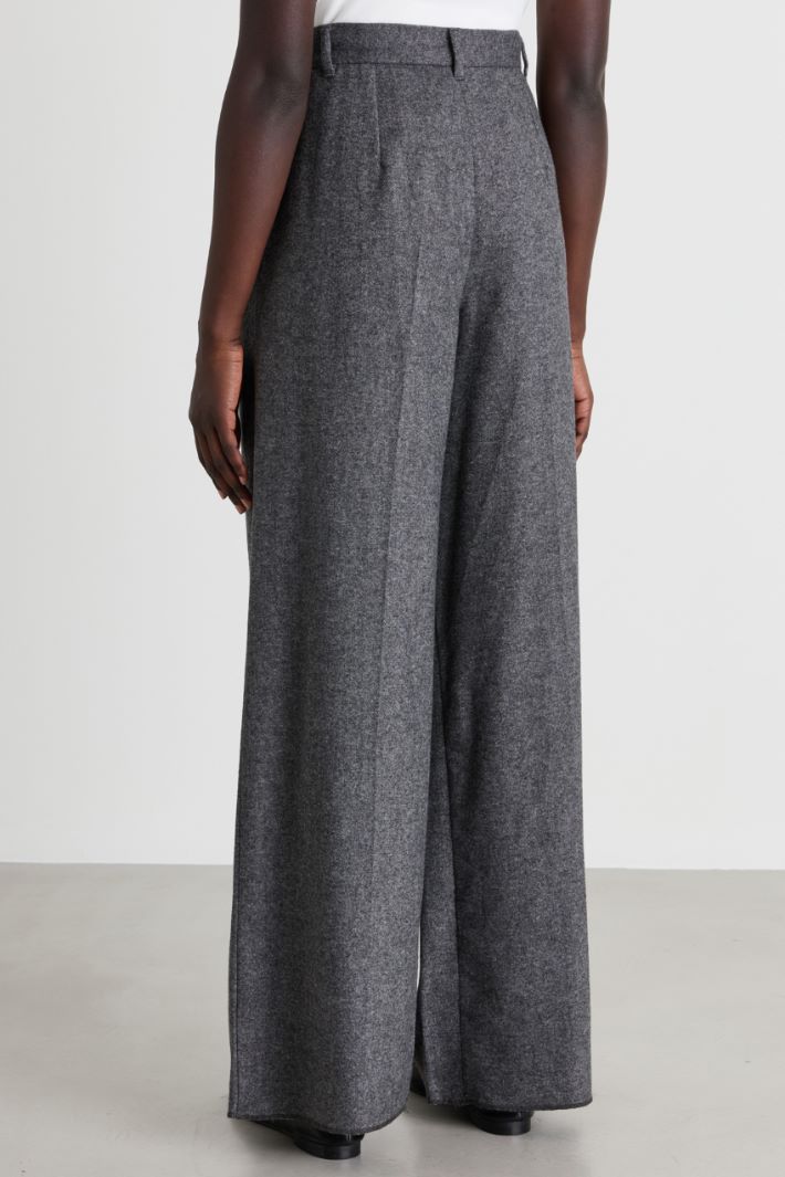 Wide-leg flannel trousers - GREY - Intrend - 4