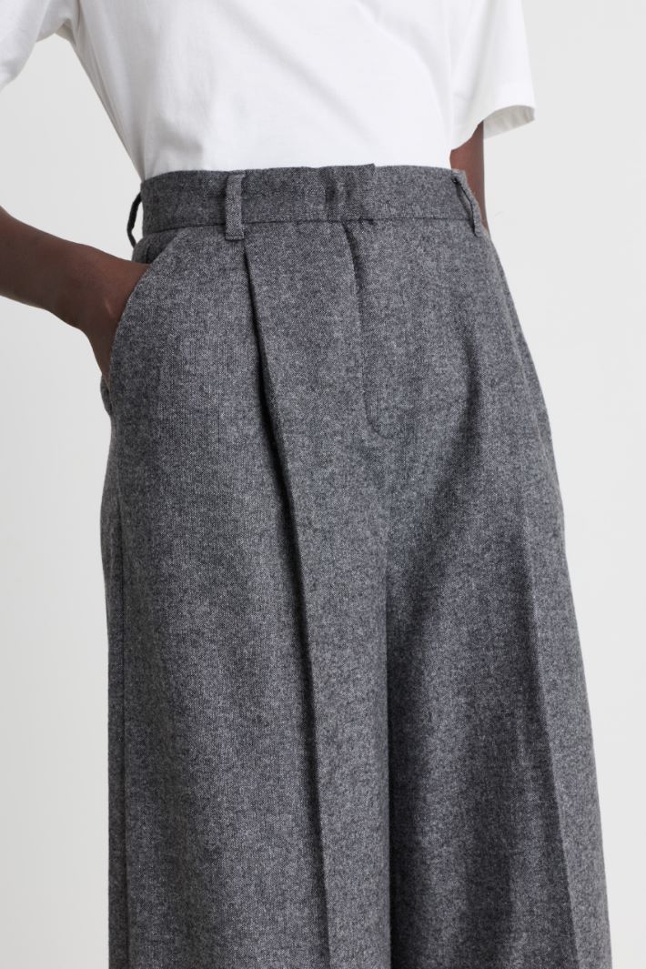 Wide-leg flannel trousers - GREY - Intrend - 3